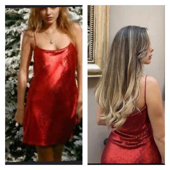 ZARA Red Sequin Mini Slip Dress Small Blogger Favorite Valentine's Day NWT - Picture 4 of 7